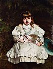 Frank Holl Portrait of a Young Girl Holding a Pet Rabbit painting